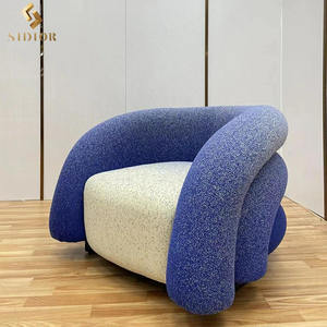 Moderner Nordischer Oranger Einzelner Loungesessel aus Leder und Samt, Relaxsessel, Akzentstuhl für das Wohnzimmer - Product Image 4