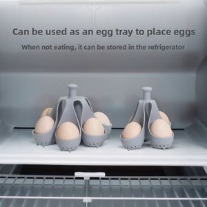 Support de cuisson pour œufs en silicone, disponible en 4 et 6 cavités - Support à œufs résistant à la chaleur pour la cuisson à la vapeur, l'ébullition et le stockage - Ensemble de cuisson sans BPA - Product Image 4