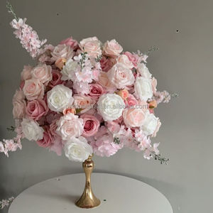 PPS élégant couronne de fleurs pièce maîtresse pour candélabre 60cm rose fleur couronne support Base pour mariage Table affichage accessoires décor - Product Image 6