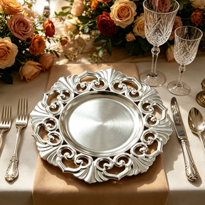 <span class=keywords><strong>Assiette</strong></span> de Présentation Ronde en <span class=keywords><strong>Plastique</strong></span> Écologique de Luxe, Design Creux, Motifs Personnalisés Style Américain en PP pour Banquets, Hôtels et Mariages - Product Image 5