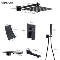 Système de douche mural noir mat 10 pouces, ensemble de robinetterie de douche pluie et à main avec vanne et kit de finition, personnalisation OEM/ODM pour projets