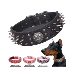 Collar de perro con tachuelas con remaches, collares de cuero PU para perros, duraderos, ajustables para mascotas medianas y grandes, <span class=keywords><strong>Pitbull</strong></span> <span class=keywords><strong>Bully</strong></span> Dog - Product Image 4