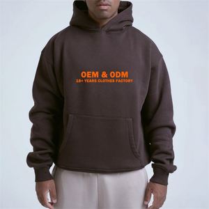 Sweat à capuche en molleton de coton de haute qualité, à épaules tombantes, motif uni, surdimensionné, personnalisé avec broderie, pour l'automne - Product Image 1