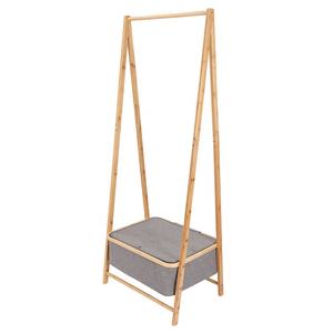 Estante de madera de bambú con estantes para ropa, estante colgante para niños, niños y adultos, abrigo de zapatos de tela - Product Image 1