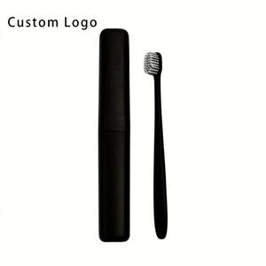 Handmade Eco Friendly Wheat Straw Toothbrush with Charcoal Bristles Custom Logo Perfect for Travel and Promotions - Product Image 3