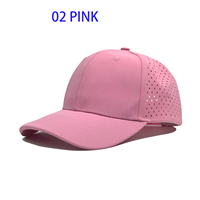 Casquette de baseball unisexe HA2509029 100% polyester, imperméable et à séchage rapide, découpée au laser, 6 panneaux avec impression en relief