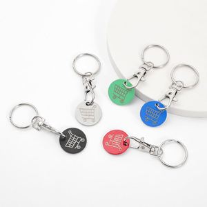 Porte-clés en acier inoxydable pour jetons de chariot de supermarché, personnalisable au laser avec logo, vierge - Product Image 3