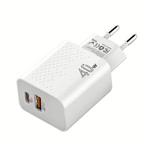 40W <b>USB</b> A+C Phone Charger Fast Charging PD <b>USB</b> <b>Wall</b> Charger QC4.0 Power Adapter With Box for Phone 16 15 Xiaomi Huawei - Product Image 1