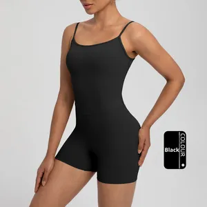 <span class=keywords><strong>Tuta</strong></span> Sportiva <span class=keywords><strong>Donna</strong></span> NLLIT con Spalline, Effetto Nudo, Imbottiture sul Petto, <span class=keywords><strong>Aderente</strong></span> in Nylon Spandex, Lunghezza Corta, per Fitness e Yoga - Product Image 5