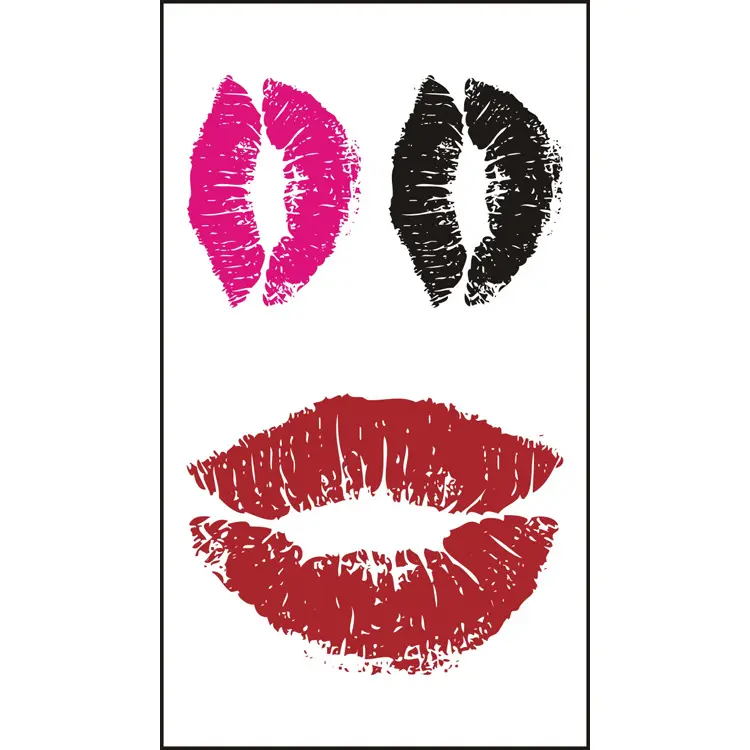 Tatuaje temporal de dibujos animados love red kiss mouth para mujer, papel de arte corporal 3D, pegatinas de tatuaje de transferencia de agua a prueba de agua falsas