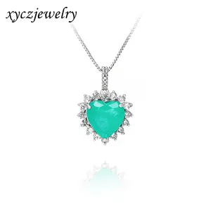 Best Selling Heart Pendants Fusion Blue Silver plated Heart Pendant Necklaces