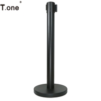 Poteau de délimitation rétractable en acier inoxydable avec revêtement noir en poudre, vente directe usine, durable pour usage intérieur/extérieur