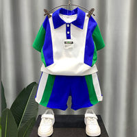 Ensemble d'été 2 pièces pour garçons : Polo bleu roi à imprimé grandes lettres + Short de survêtement assorti à imprimé lettres – Tenue streetwear pour enfants