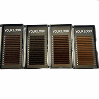 Extensions de cils en faux cachemire marron mat effet velours, volume premium, couleur marron, marque privée, fournitures pour extensions de cils