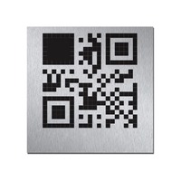 Plaque signalétique adhésive en métal aluminium avec logo en relief Code QR étiquettes gravées au laser personnalisées étanche 500 pièces quantité minimale de commande