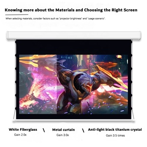 Écrans de <span class=keywords><strong>projection</strong></span> motorisés 4K UHD à tension par bande, dissimulés au plafond avec cordon de tirage, pour systèmes de cinéma maison de 60 à 150 pouces - Product Image 5