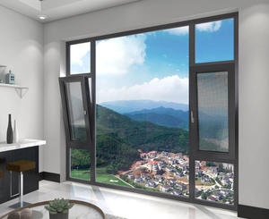 Fenêtre à <span class=keywords><strong>battant</strong></span> horizontal <span class=keywords><strong>en</strong></span> aluminium à double vitrage trempé personnalisée, design moderne pour villa, hôtel, étanche - Product Image 4