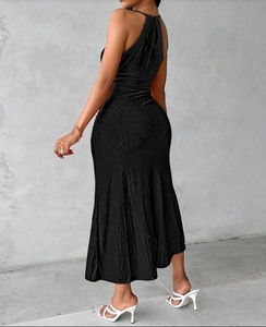 Vestido Maxi Casual <span class=keywords><strong>de</strong></span> Verano 2025 para Mujer, Cuello Halter, Sin Mangas, Color Sólido, Talla XS, Cintura Natural, Antiestático - Product Image 6