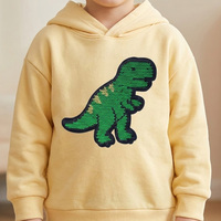 Patch brodé personnalisé dinosaure à sequins, applique animale de dessin animé, badge en feutre thermocollant ou à coudre pour vêtements d'enfants, sacs et chapeaux