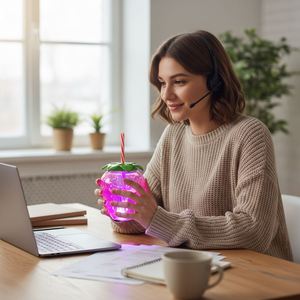 Reusable 17oz LED Strawberry <b>Cup</b> Light Cute Juice Glass with 1R1G1B LED for Family Holiday Parties Event - Product Image 4