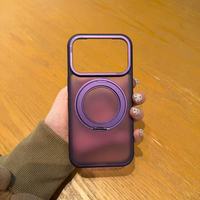 Étui magnétique de luxe pour Apple iPhone 17 Air 16 15 Pro Max, coque de téléphone portable avec support métallique mat et anneau de maintien