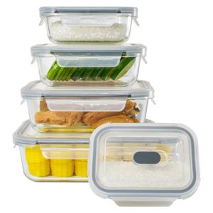 Customizable Large Capacity Rectangular Glass Food Container Airtight Lunch Box for Microwave Use for Food Preservation - Product Image 1