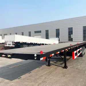 Factory Price New Green Customize 12m 2 3 axles 20ft 40ft Flatbed Container Chassis Flat Bed Low Loaders SemiTrailer Flatbed