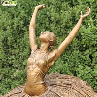 YOUFINE Décoration Extérieure Élégante Danseuse Ballerine Statue de Danseuse en Bronze Laiton Taille Réelle Sculpture
