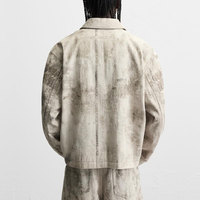 Blouson bombardier personnalisé de haute qualité avec fermeture éclair et camouflage surdimensionné pour hommes, veste en jean imprimée sur toile vintage