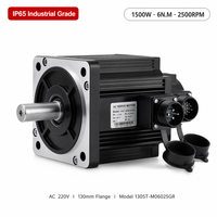 Motor Servo AC de 1500W 220V con Controlador, 6N.M 2500RPM, Compatible con Control de Pulso/IO/RS485, Modos de Torque, Posición y Velocidad