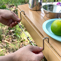 Support latéral de table de camping avec crochets, étagère extensible en acier inoxydable pour table d'extérieur, gain de place, avec crochets en S