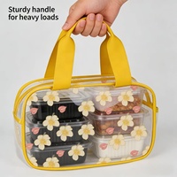 Sacs cosmétiques transparents en PVC avec logo personnalisé, fermeture éclair, grande capacité, durables, écologiques, organisateur de maquillage Anthurium