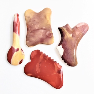 Equipo de belleza gua sha jaspe de mookaite logotipo personalizado raspado placa punta guastone - Product Image 6