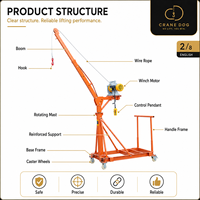Mini grue à flèche électrique mobile et portable avec roues, rotation à 360 degrés, petit palan de levage pour la construction, pour le levage de matériaux