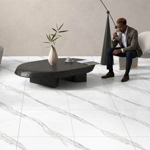 Cloudy Dyna - Azulejos de Porcelana Brillante de 24x24 Pulgadas, Efecto Mármol Blanco, Colección Digital para Pisos Interiores - Product Image 6