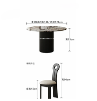 Table à manger ronde en marbre de luxe moderne avec piétement cannelé pour la maison et les petits appartements
