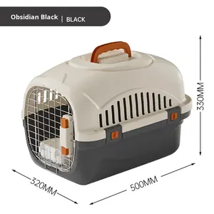 Grand transporteur pour animaux de compagnie en plastique rectangulaire respirant et portable avec fermeture éclair pour chats et chiens, idéal pour les voyages en extérieur et les vols en <span class=keywords><strong>avion</strong></span> - Product Image 6