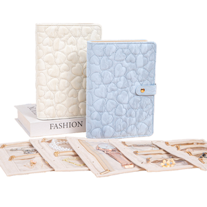 Elegant Heart Emboss Velvet Travel Jewelry Book Foldable Zipper Pocket Jewellery Organizer <b>Case</b> for Rings <b>Earrings</b> Bracelets - Product Image 1
