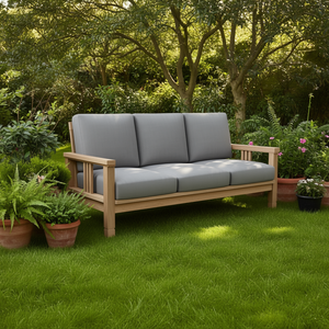 Canapé de jardin Southbay trois places, assise profonde, mobilier d'extérieur en bois, style artisanal - Product Image 2