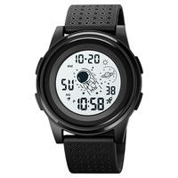 Jam Tangan Sport Mewah SKMEI 1883 Hitam LED Digital Tahan Air Tali Kulit 45mm Unisex