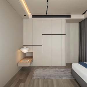 Whole House Customized Wood <b>Wardrobe</b> Cream Style Modern Simplicity Handless-Free Cabinet Customized Cloakroom Storage <b>Wardrobe</b> - Product Image 2