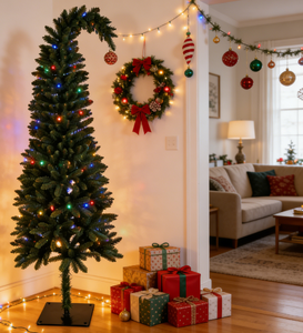 <span class=keywords><strong>Sapin</strong></span> de Noël artificiel en PVC écologique de haute qualité, 1,80 m, branches vertes denses, éclairage <span class=keywords><strong>LED</strong></span>, gain de place, léger - Product Image 1