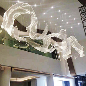 <span class=keywords><strong>Lampadario</strong></span> <span class=keywords><strong>Moderno</strong></span> Artistico a Nastro, Grande Lampada a Sospensione LED per Hall di Hotel, Sale Banchetti e Progetti di Interni di Lusso - Product Image 2