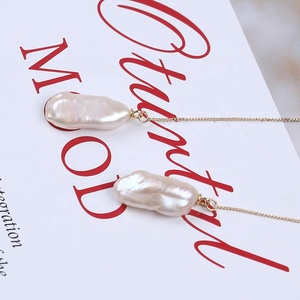 Pendientes <span class=keywords><strong>de</strong></span> perlas Biwa <span class=keywords><strong>de</strong></span> 9-10mm para mujer, joyería larga, <span class=keywords><strong>aretes</strong></span> <span class=keywords><strong>de</strong></span> cadena <span class=keywords><strong>de</strong></span> <span class=keywords><strong>acero</strong></span> <span class=keywords><strong>inoxidable</strong></span> - Product Image 5