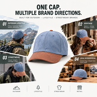 Casquette de baseball en faux daim bicolore en stock, vente en gros, casquette vierge pour marques de streetwear et activités de plein air