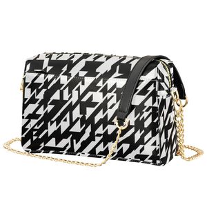 Custom Houndstooth <b>Leather</b> Crossbody Bag for Women Small <b>Purse</b> with Chain Strap Wholesale Shoulder Bag for Work Shopping - Product Image 1
