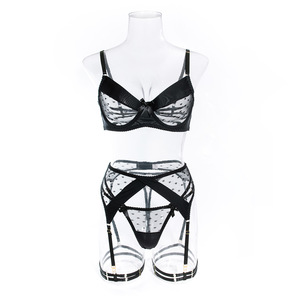 ODM & OEM Polka Dot Erotic Intimates Ensemble de soutien-gorge sans couture Ensembles de lingerie sexy transparente <span class=keywords><strong>nue</strong></span> Sous-vêtements noirs - Product Image 5