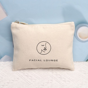 Eco Friendly Custom Logo Printed Cotton Blank Zipper Pouch <b>Make</b> <b>up</b> <b>Bags</b> Travel Plain Cotton Canvas Makeup Cosmetic <b>Bag</b> - Product Image 5
