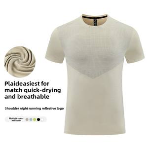 メンズアイスシルクOネック<span class=keywords><strong>T</strong></span>シャツ通気性水分ウィッキングクール<span class=keywords><strong>T</strong></span>シャツスポーツ半袖フィットネスランニングトップ - Product Image 1