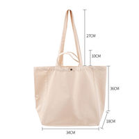 Sac fourre-tout en toile personnalisé avec logo imprimé, grande capacité, réutilisable, couleur unie, simple, avec double poignée et poche, vente en gros